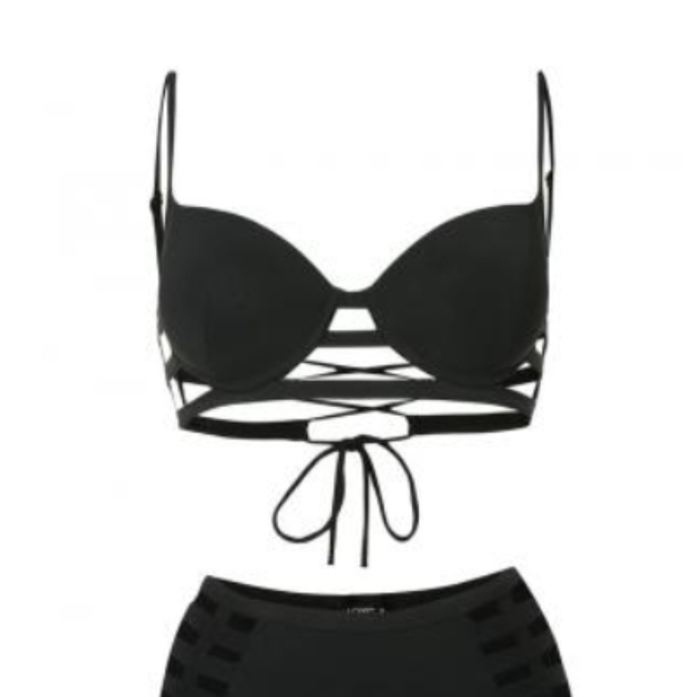 MOEVA London Black Strappy Bikini Top